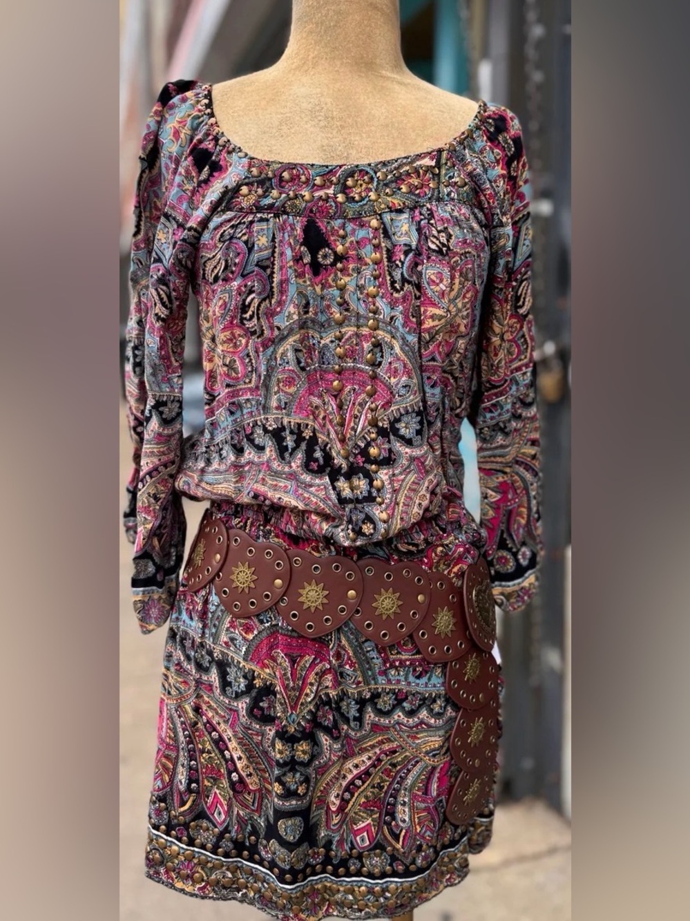 Angie Pink Paisley Mini Dress